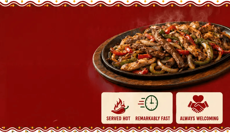 Fresh fajitas, served hot