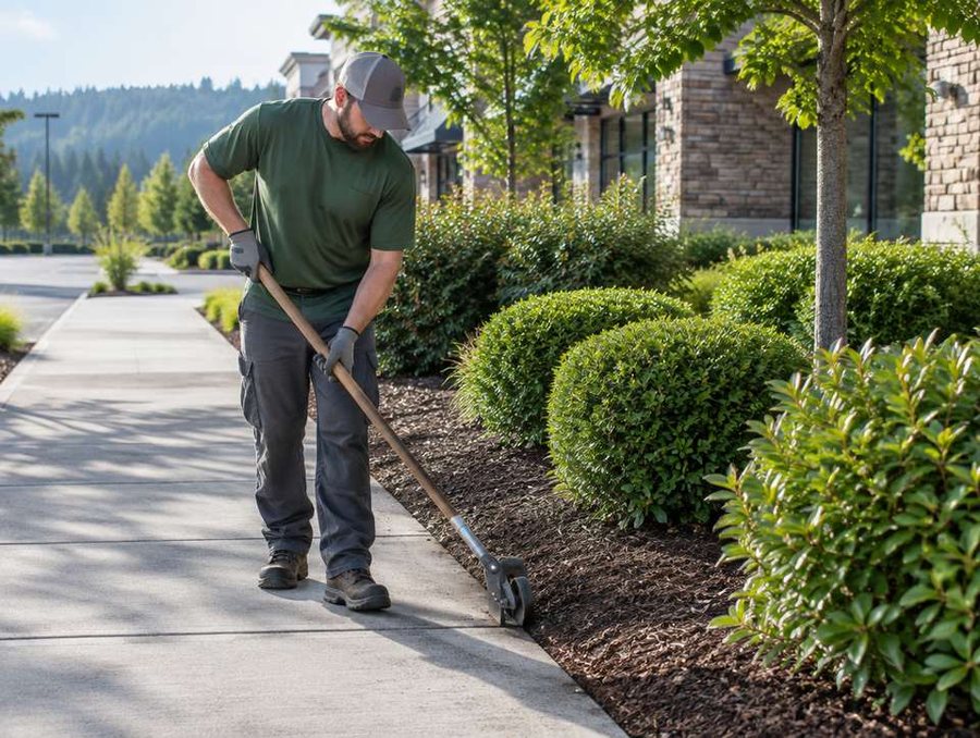 Edged walkway at a commercial plaza